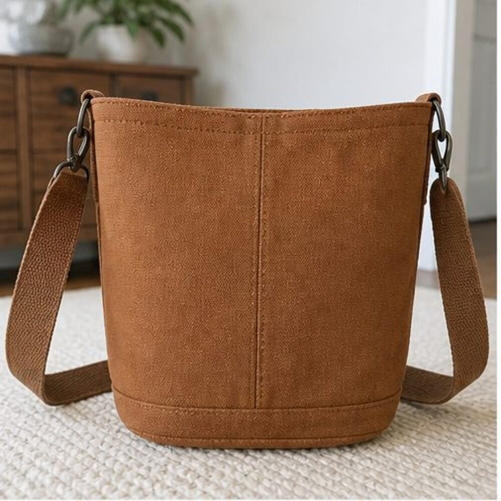 Cognac Nylon Crossbody Bag